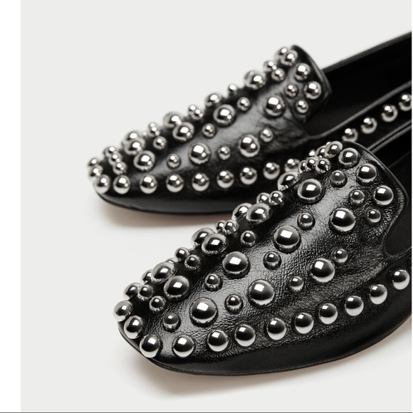 GORGEOUS NWT ZARA Black Leather Loafers - Picture 4 of 8
